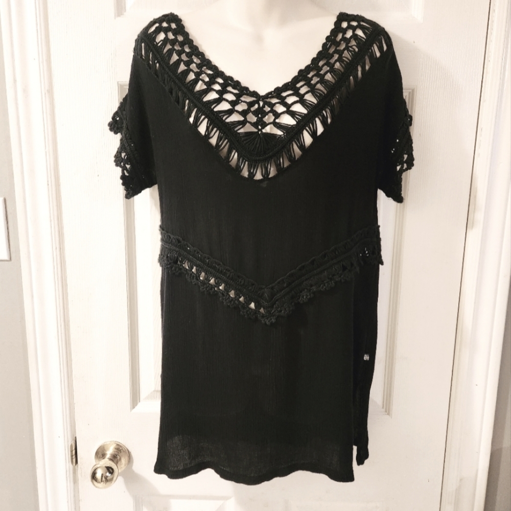 La Vie En Rose Aqua Coverup Black Medium